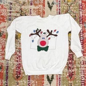 Rudolph The Red Nose Reindeer Christmas Xmas Ugly 1980s Sweatshirt